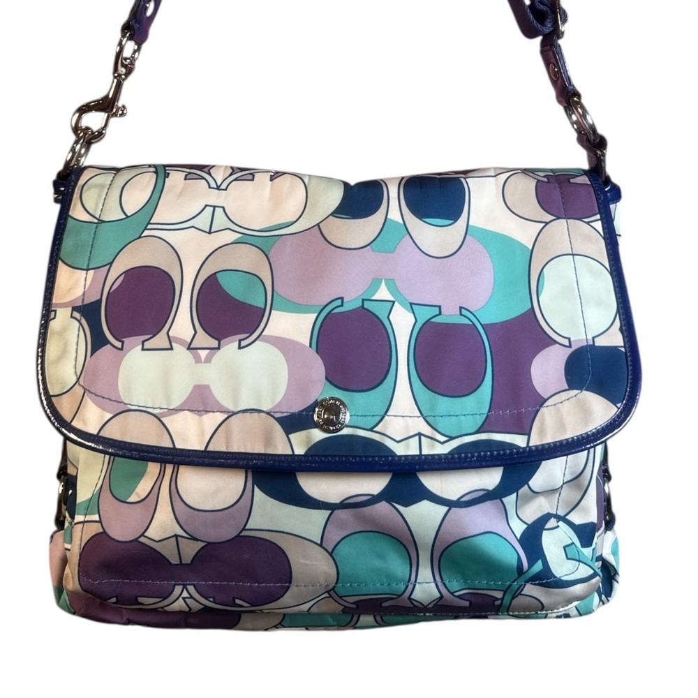 COACH EUC Kyra Daisy Scarf Signature Messenger Crossbody - Picture 4 of 13